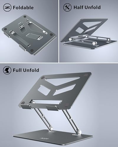 JCZT Adjustable Laptop Stand, Aluminum Laptop Stand for Desk, Classic Grey