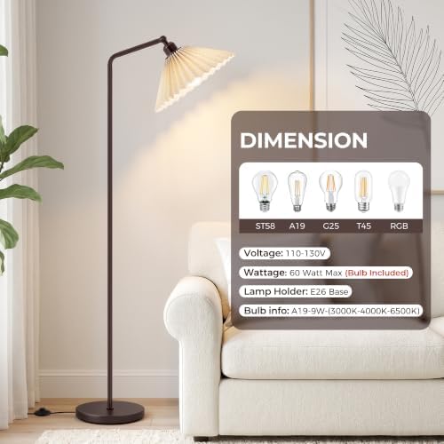 Floor Lamps for Living Room & Bedroom, 63" Modern Tall Standing Lamp, 3CCT