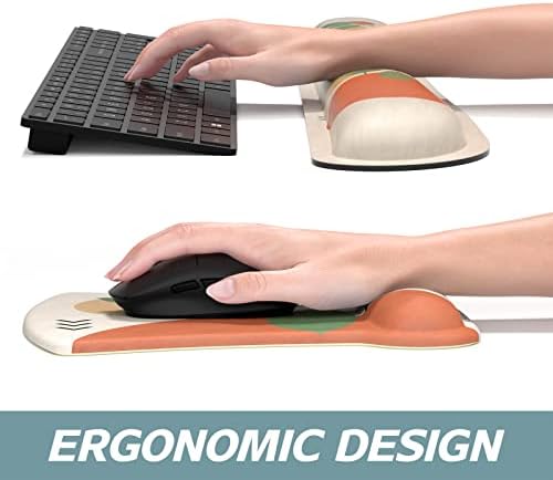 ITNRSIIET Mouse Pad Wrist Support Keyboard Wrist Rest Pad Ergonomic Mousepad Non-Slip Memory Foam Keyboard Pad Easy Typing Pain Relief Perfect for PC Laptop Gaming Office, Modern Abstract Style