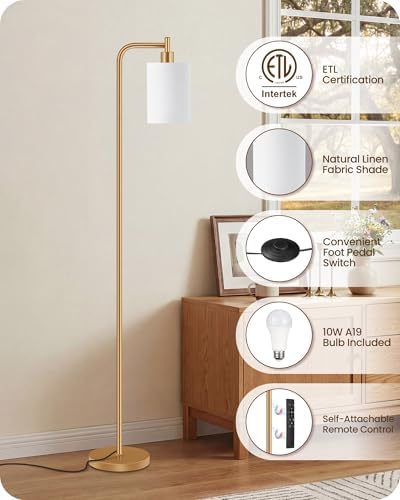 Dimmable Floor Lamp for Living Room with Remote & 10W Bulb