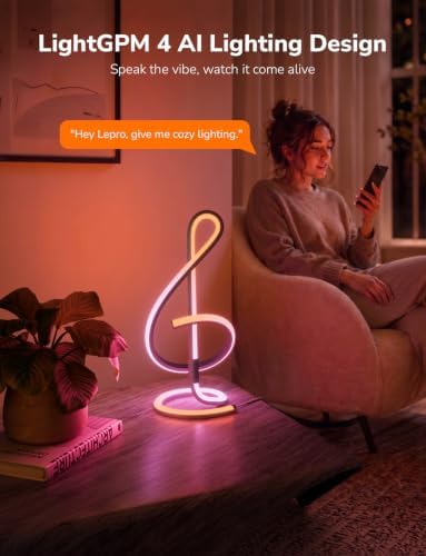 Lepro TB2 AI Smart Table Lamp, RGB+IC Modern Treble Clef Spiral Desk Light