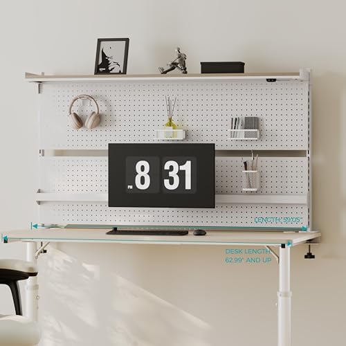 EUREKA ERGONOMIC Desk Pegboard Dual Monitor Stand 59x34 White