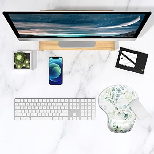 ITNRSIIET Ergonomic Mouse Pad with Gel Wrist Support Wrist Rest Smooth Surface Non-Slip PU Base Comfortable Office Supplies Pain Relief, 9.5 x 8 inches, Leaves and Branches