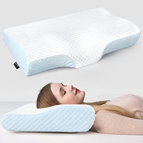 ZAMAT Memory Foam Pillow for Neck Pain Relief, Adjustable Ergonomic Cervical Pillow for Sleeping, Orthopedic Neck Pillow with Washable Cover, Bed Pillows for Side, Back, Stomach Sleepers