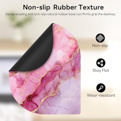 Contoured Oval Mouse Pad 6x8in Non-Slip for Laptop,Pink Marble