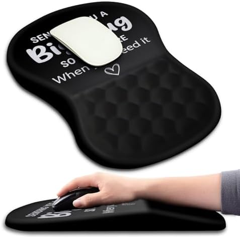 Hokafenle Ergonomic Mouse Pad Wrist Support with Massage Design, Wrist Rest Pain Relief Mousepad with Memory Foam&Non-Slip PU Base, Mouse Pads for Wireless Mouse & Desk (12x8 inch,Big Hug)
