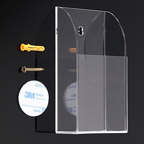 Hipiwe Wall Mount Remote Control Holder Clear Acrylic Media Organizer Box