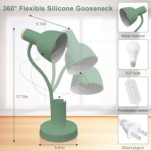 WLHONG LED Desk Lamp, Table Lamps with Pen Holder, Eye-Caring Reading Light