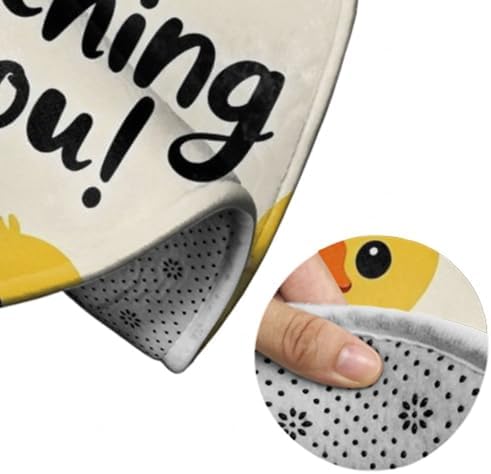 Men's Large Home Decor Mat, Soft Round Yoga Carpet, Non Slip Machine Washable Home Office Circle Rug Funny Duck