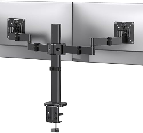 ErGear Dual Monitor Stand for 17-32 inch, Dual Monitor Mount with Adjustable Tilt, Swivel, Rotation, Tiered Arms for Extra Height, Supports 22 lbs per Arm