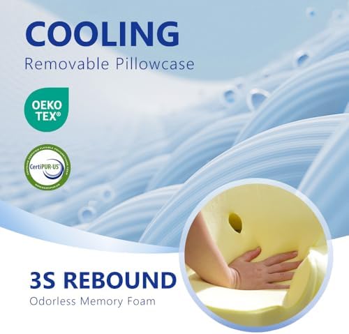 Cervical Neck Pillow for Neck Pain Relief & Sleeping, Memory Foam Orthopedic Pillow, Ergonomic Contour Neck Support Pillow for Side, Back, Stomach Sleepers