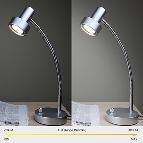 O’Bright Dimmable LED Desk Lamp with USB Charging Port (5V/2A), Full Range Dimming LED, Table Lamp with USB Charger, Flexible Gooseneck, Office Desk Lamp/Bedside Lamp, Vintage Design (Aluminum)