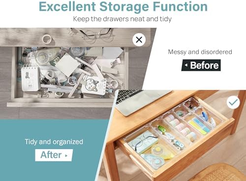 Kootek 28Pcs Drawer Organizer Set, 4-Size Bathroom Tray Makeup Desk Divider