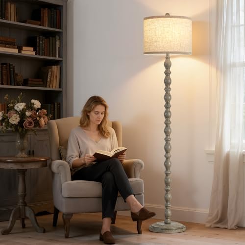 Luvkczc Farmhouse Floor Lamps for Living Room, Standing Lamp with Bulb