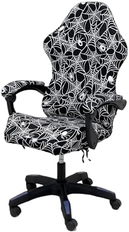 Gaming Chair Covers Slipcovers, Stretch Removable Washable Computer Reclining Gaming Chair Protector Slipcovers with Armrest Cover (No Chairs) (Halloween-Spider Web02)