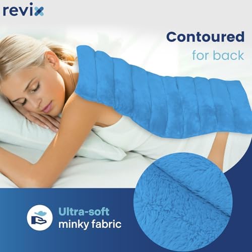 REVIX Extra Large Microwavable Heating Pad for Back, Moist Heat Wrap, Blue
