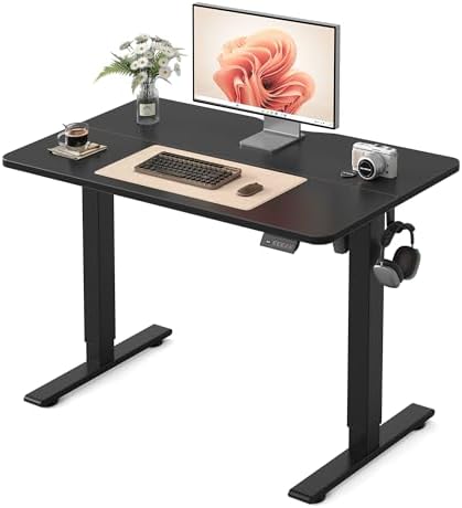 FEZIBO 40" Small Electric Standing Desk Height Adjustable Desk, Black