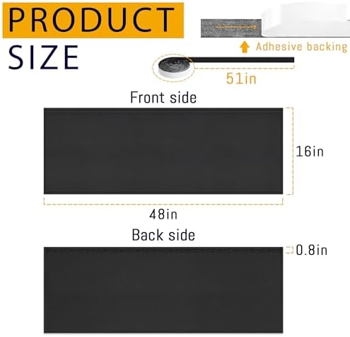 48" Under Desk Privacy Panel Self-Adhesive Modesty Panel 600D Heavy Duty Desk Skirt Privacy Divider for Office Home or Standing Workstation Concealer Shield