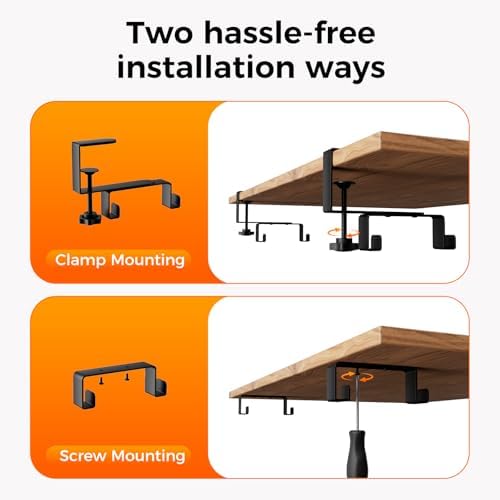 No Drill Thickened Under Desk Cable Management,38.5In,Wood-Grain
