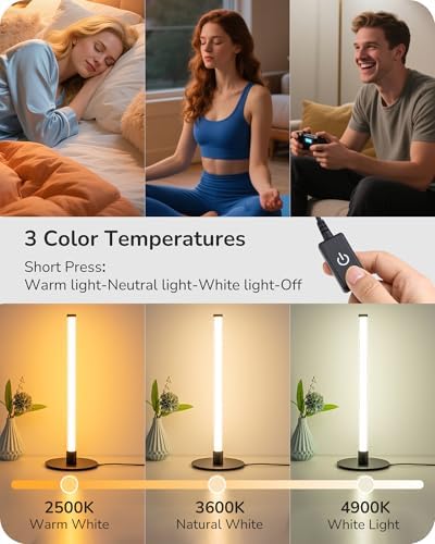 EDISHINE LED Skinny Table Lamp，Modern Slim Desk Lamp with 360° Illumination