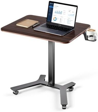 VEVOR Standing Desk, Adjustable Height Mobile Stand Up Desk w/Casters, 28.2 x 20.5 in Small Computer Sit Stand Rolling Workstation w/Hook, 33 lbs Capacity, Foot Pedal Pneumatic Lift for Home Office