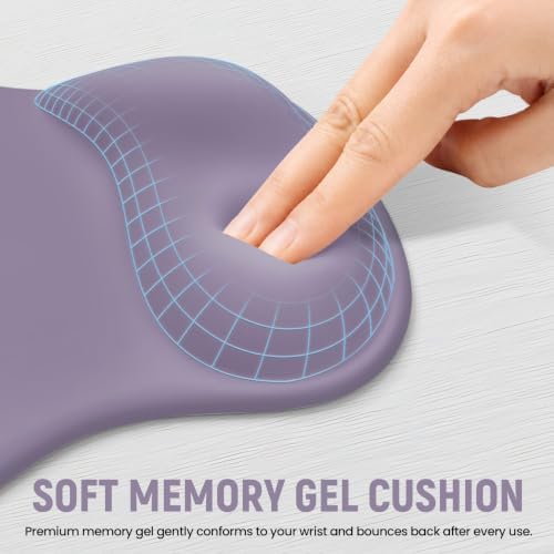 Ergonomic Mouse Pad with Wrist Rest, Gel Wrist Support, Lavender