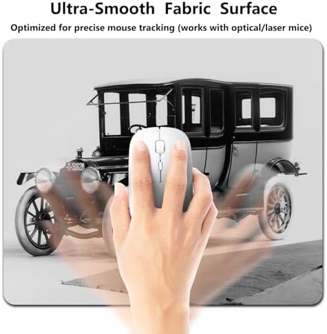 9.5x7.9 Inch Office/Gaming Mouse Pad, Vintage Classic Car Antique Automobile Retro Old Fashioned Design Black and White, Cute Anti-Slip Mat for Desk Decor