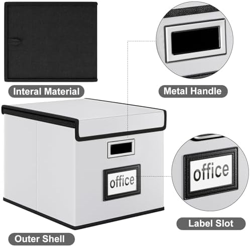 File Organizer Box with Lids, Collapsible File Folder Organizer