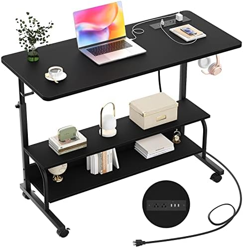 Armocity 39" Rolling Standing Desk with Charging Station for Couch Bed