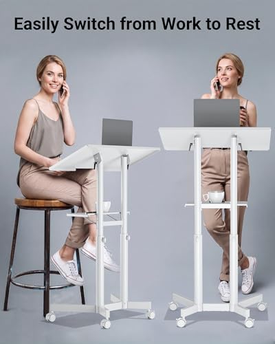 BONTEC Lecterns & Podiums Portable Mobile Standing Laptop Desk, Sit Stand