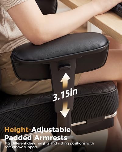 COMHOMA Big and Tall Office Chair Heavy Duty Gaming Chair with Deluxe Embossing Leather High Back Wider Ergonomic Computer Chair with Foot Rest 145°Reclining Pocket Spring Lumbar Support