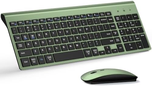 Wireless Keyboard and Mouse Ultra Slim Combo with Dual System - Green Black