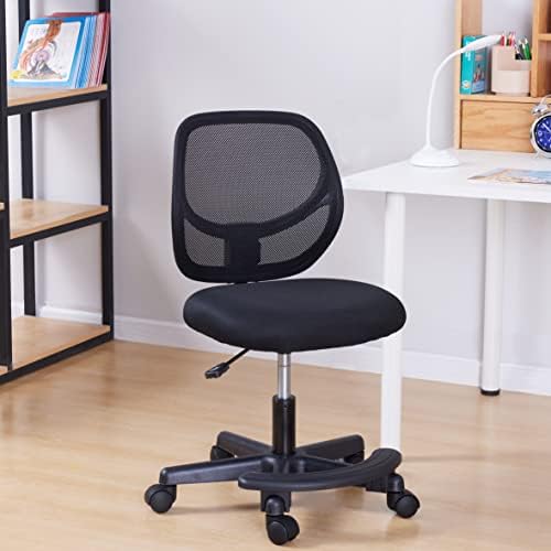 Amazon Basics Kids Adjustable Height Mesh Low-Back Swivel Desk Chair with Footrest, Rolling Chair with Casters for Smooth Mobility, Black