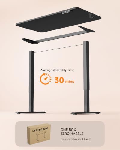 Standing Desk, 48 × 24 Inches Electric Height Adjustable, Home Office