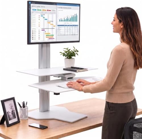 Perfect POSTURE Standing Desk Converter - Single Monitor Riser - 18" Lift