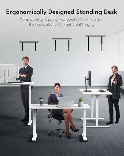 Electric Standing Desk, Gaming Desk, 40 x 24 Inch, White