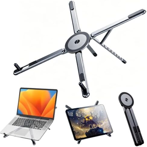 4-in-1 Foldable Laptop Stand, Magnetic Phone Tablet Holder