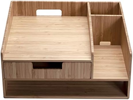 MobileVision Bamboo Paper Tray Office Organizer for Files, Documents, Letter Sorter, Envelopes and Magazine Holder (File & Paper Organizer)