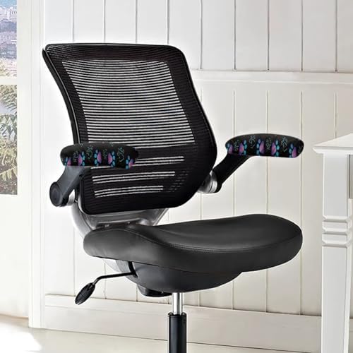 Paw Print Office Chair Protector - Stretchy Soft Armrest Covers, Decorative for Desk & Computer Chair, Black and Blue