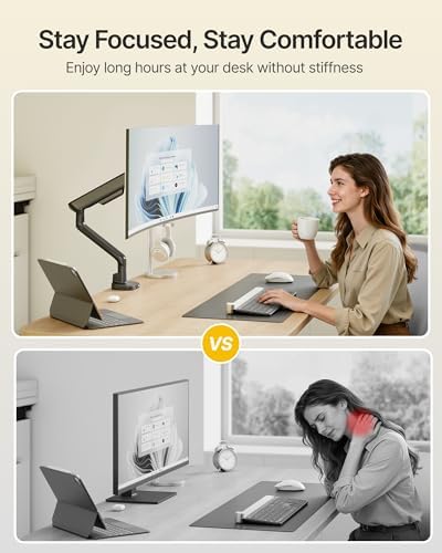 monTEK Mechanical Spring Single Monitor Arm with USB for 40in Screen Black