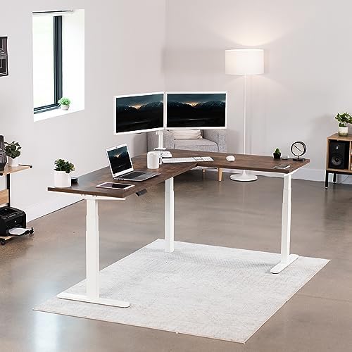 VIVO White Electric Corner 3 Leg Standing Desk Frame, DESK-V130EW