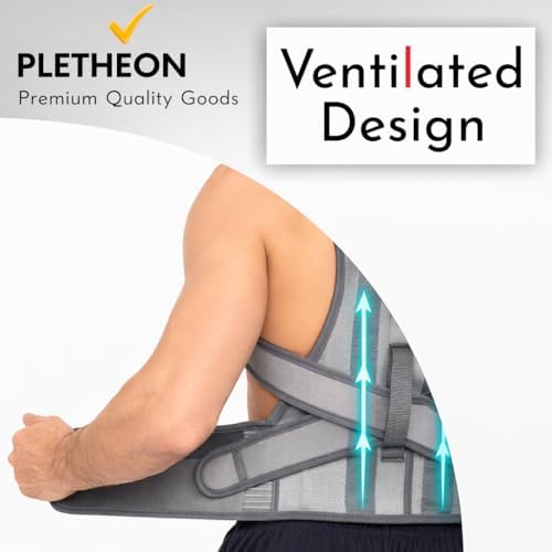 Posture Corrector for Men & Women by Plethon – Adjustable Back Brace, Clavicle Support & Upper Back Straightener for Better Sitting and Standing Posture, Fits 30–46 Inch Waist (Gray)