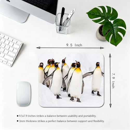 9.5x7.9 Inch Office/Gaming Mouse Pad, Group of Emperor Penguins On A Snowy Landscape Cute Anti-Slip Mat for Desk