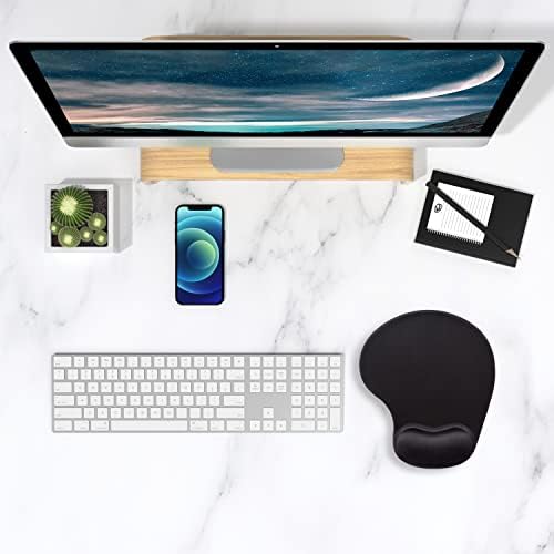 ITNRSIIET Ergonomic Mouse Pad with Gel Wrist Support Wrist Rest Smooth Surface Non-Slip PU Base Comfortable Office Supplies Pain Relief, 9.5 x 8 inches, Black