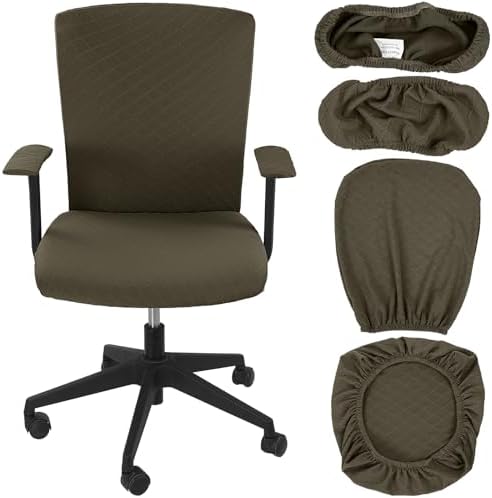 Tallew 4 Pcs Office Chair Covers Stretch Seat Armrest, Brown