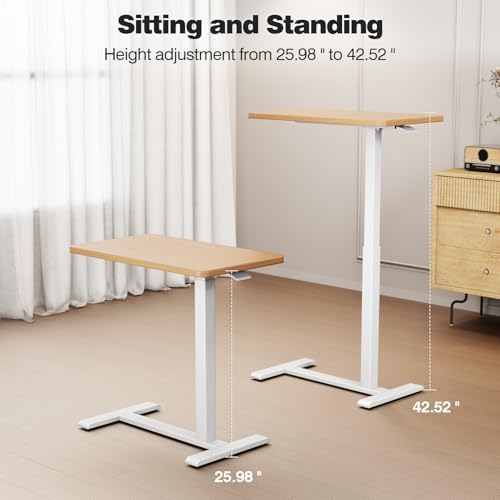 ROMOON Overbed Table with Wheels, Height Adjustable Hospital Bedside Table