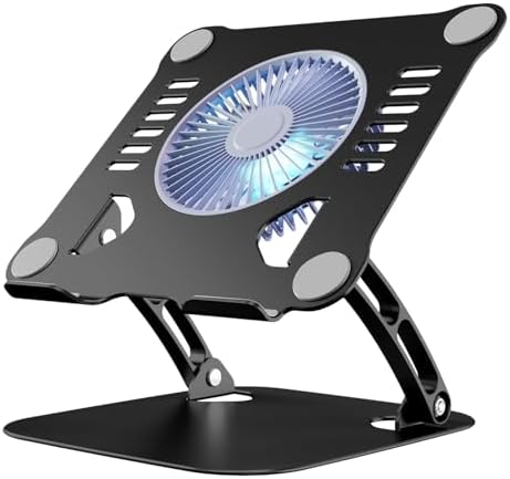 SHUWEI Laptop Cooling Stand with 3 Speed Fan, fits 10-15” Notebook, Black