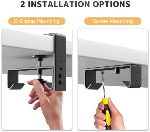 No Drill Under Desk Cable Management Tray - 36" Clamp/Screw Desk Cord Management, Premium Fabric Cable Racyway for Office & Home