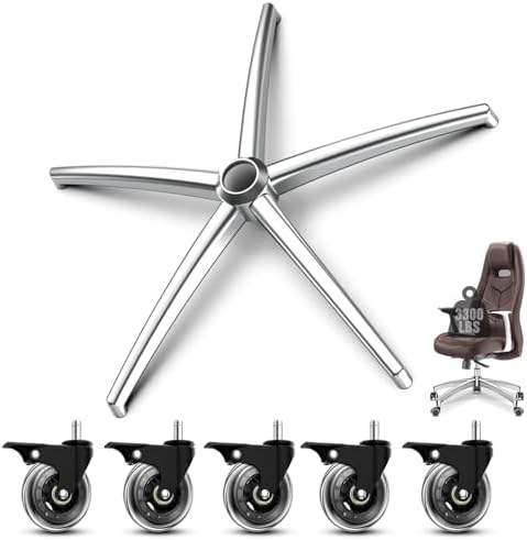 Office Chair Base with Casters (3300 lbs) - Heavy Duty Alloy, Universal Fit