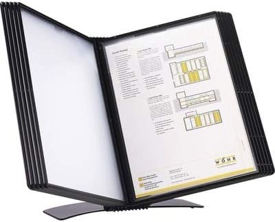 Tarifold Desktop Reference System, 10 Pockets with Easy-Load Design, Black